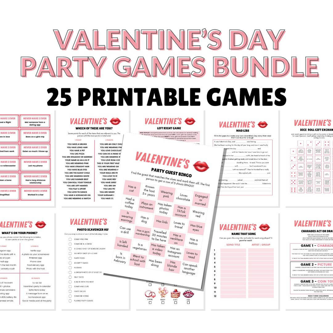 Valentine's day printable party games bundle.