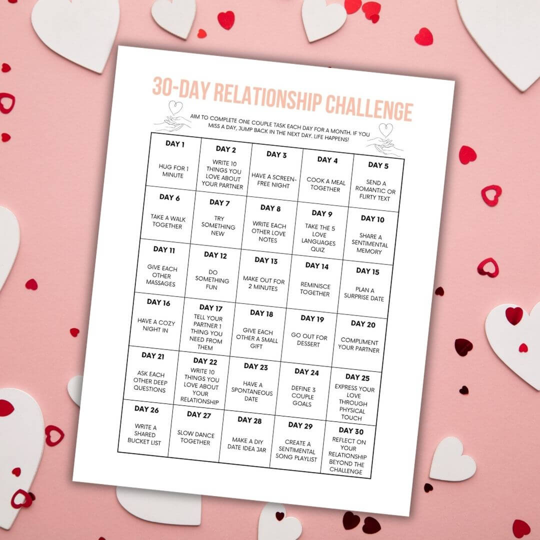Free printable 30 day relationship challenge.