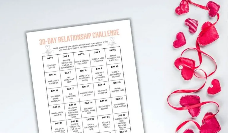 Free printable 30-day relationship challenge.