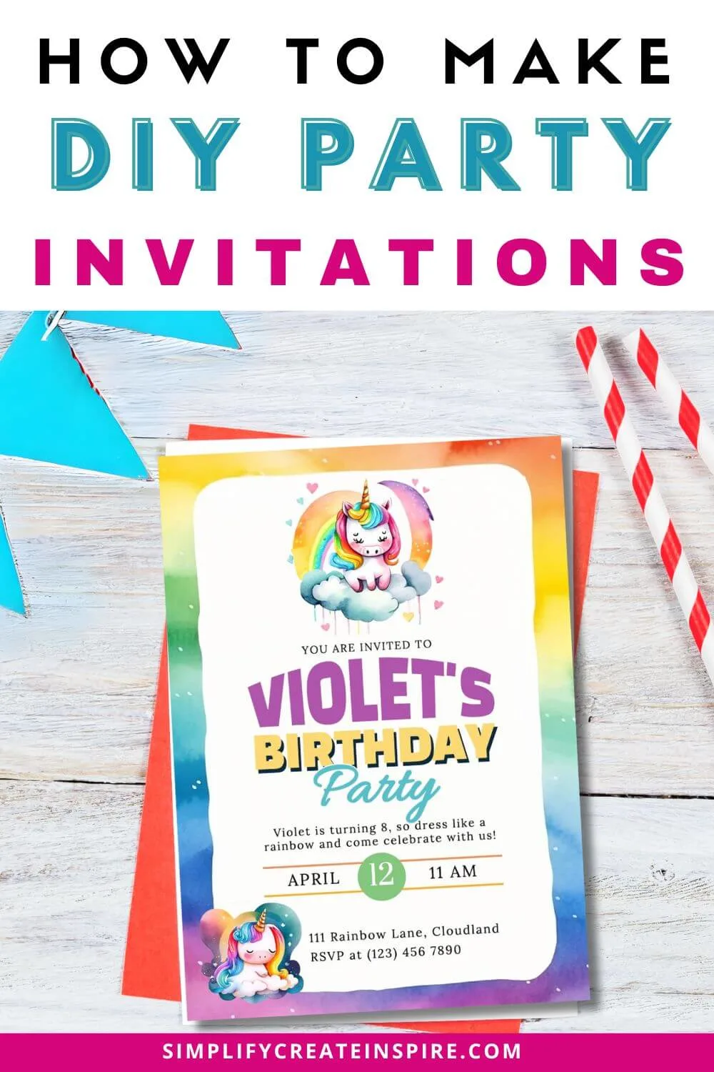 how to make diy party invitations pinterest image.