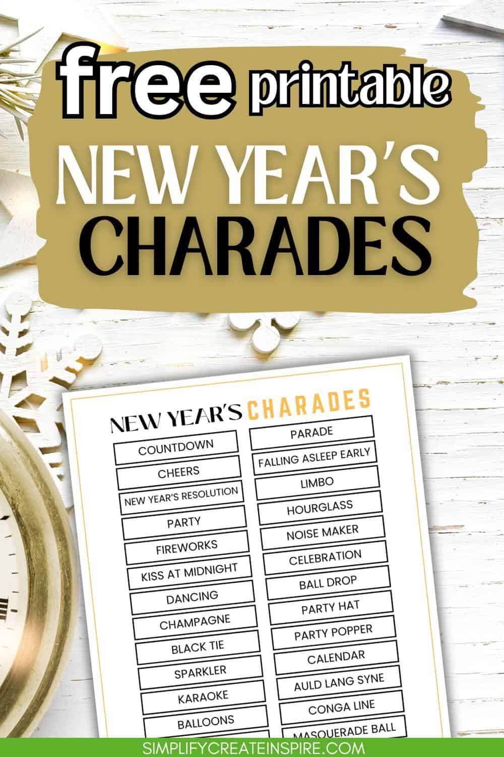 free printable new year's charades game.