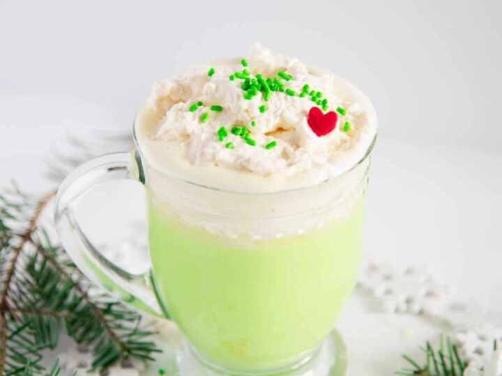 grinch hot cocoa with white chocolate.