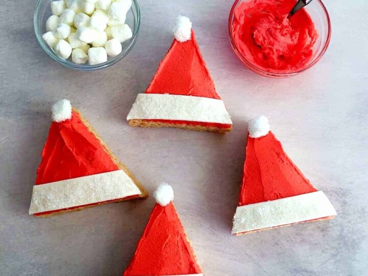 santa hat rice krispie treats.
