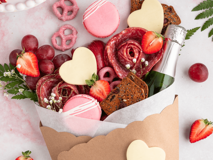 valentine's day charcuterie bouquet.