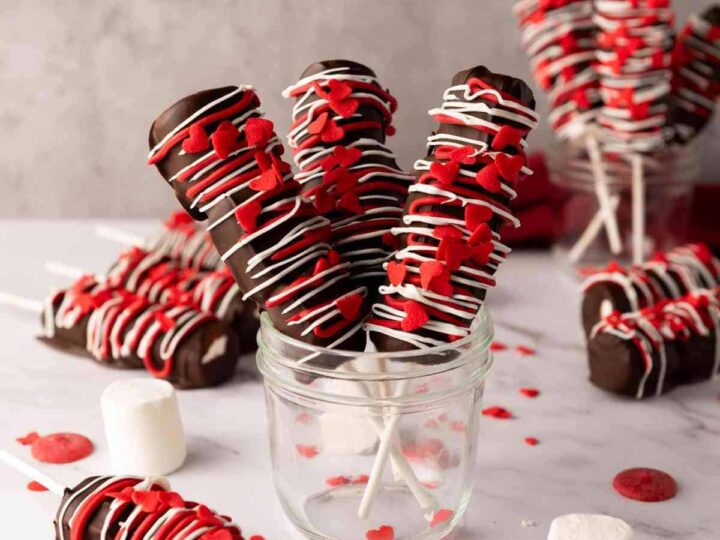 chocolate coated marshmallow pops.