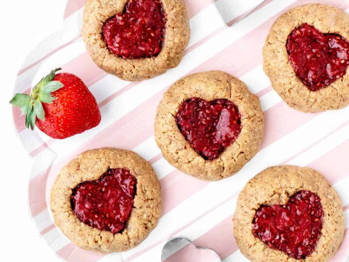 heart cookies with jam.