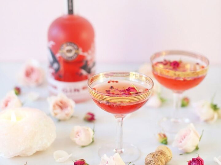 rose infused cherry gin fizz.