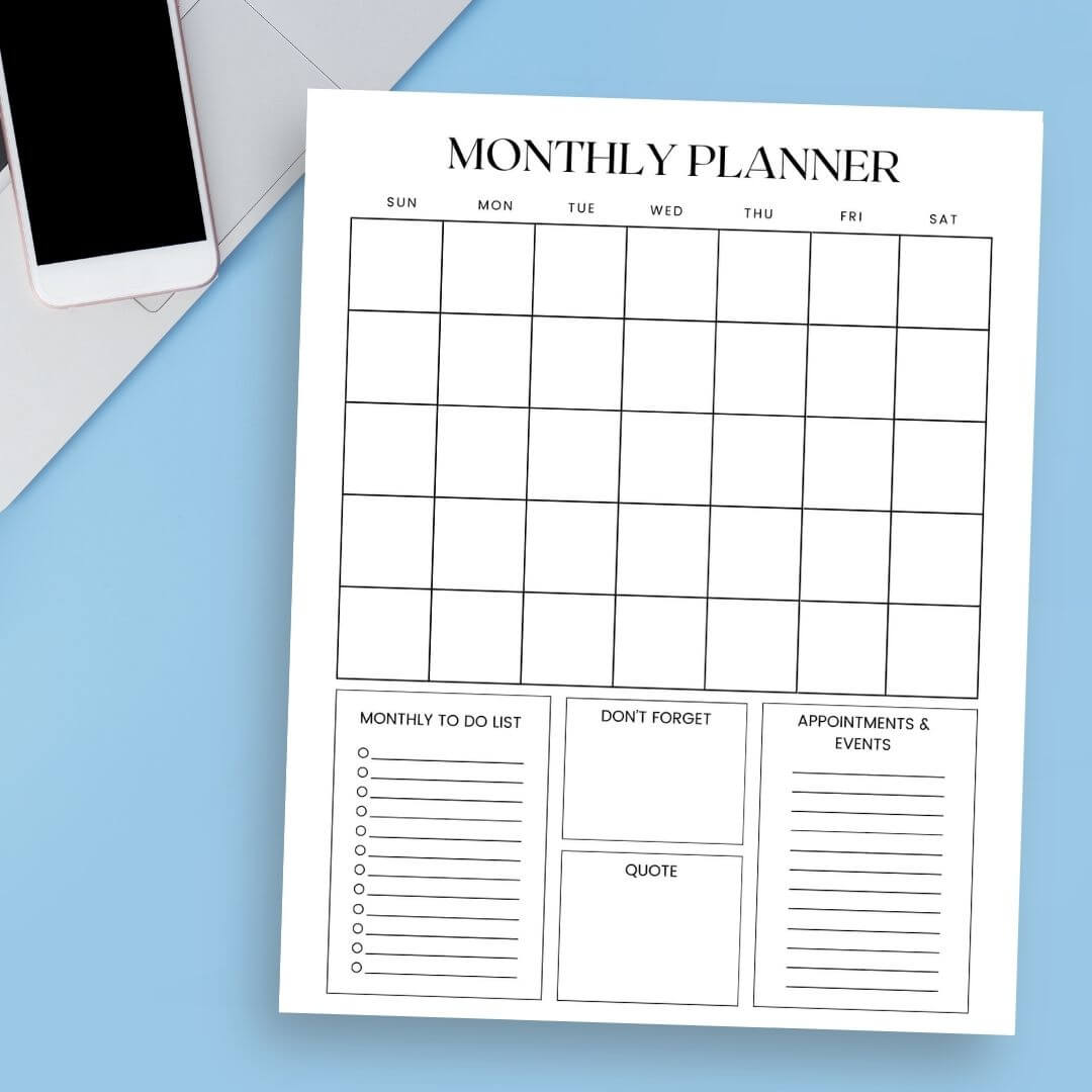 monthly planner printable.