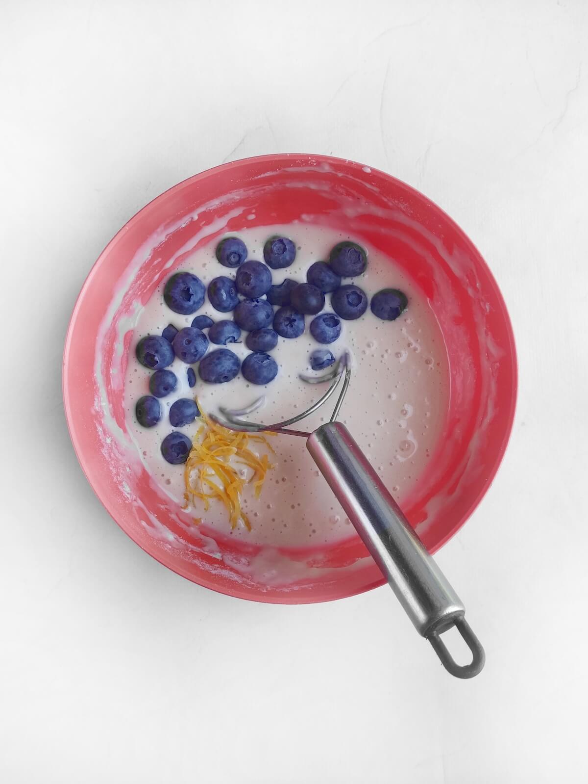 making blueberry pancake mix.