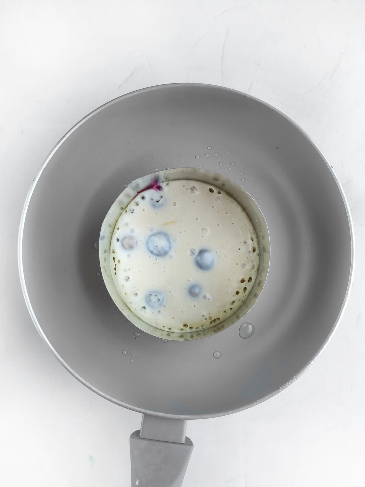 making blueberry pancakes.