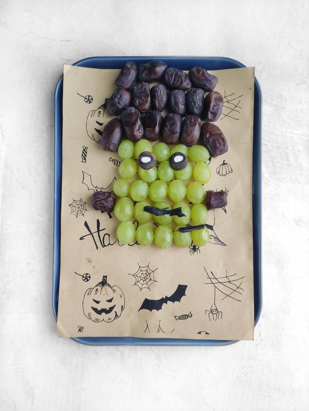 creating a frankenstein fruit platter.