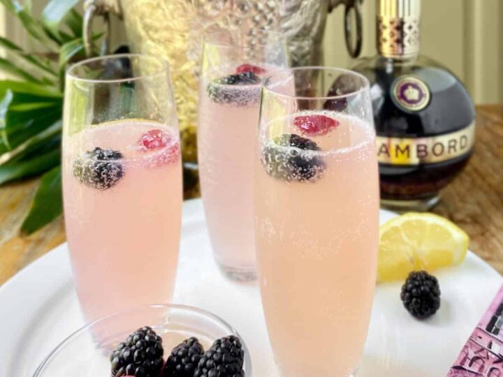 chambord champagne cocktail.