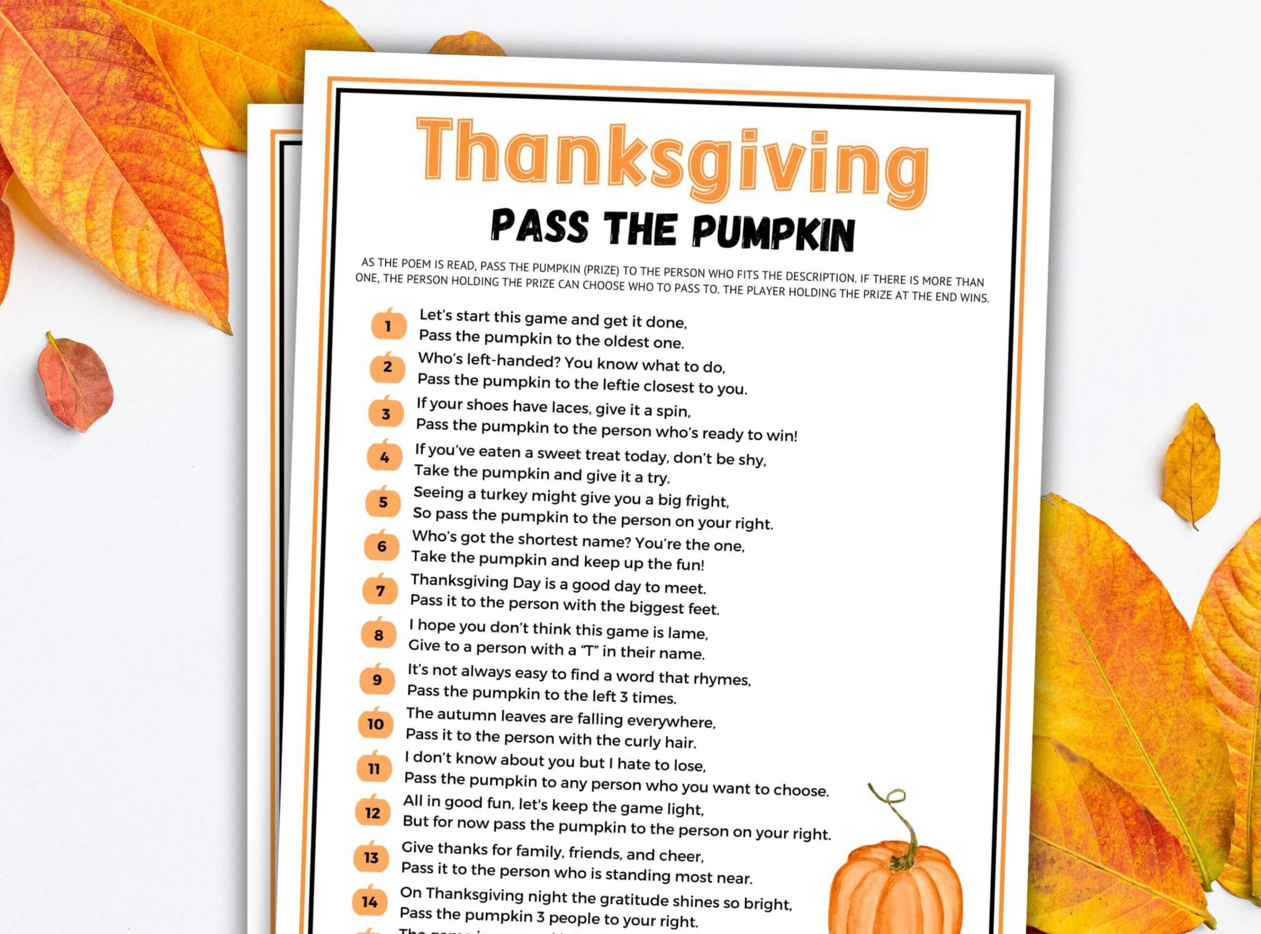 thanksgiving pass the pumpkin game.