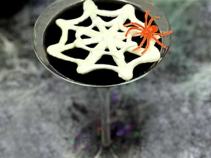 black martini with spider web.