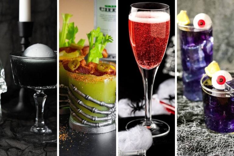 halloween cocktails collage.