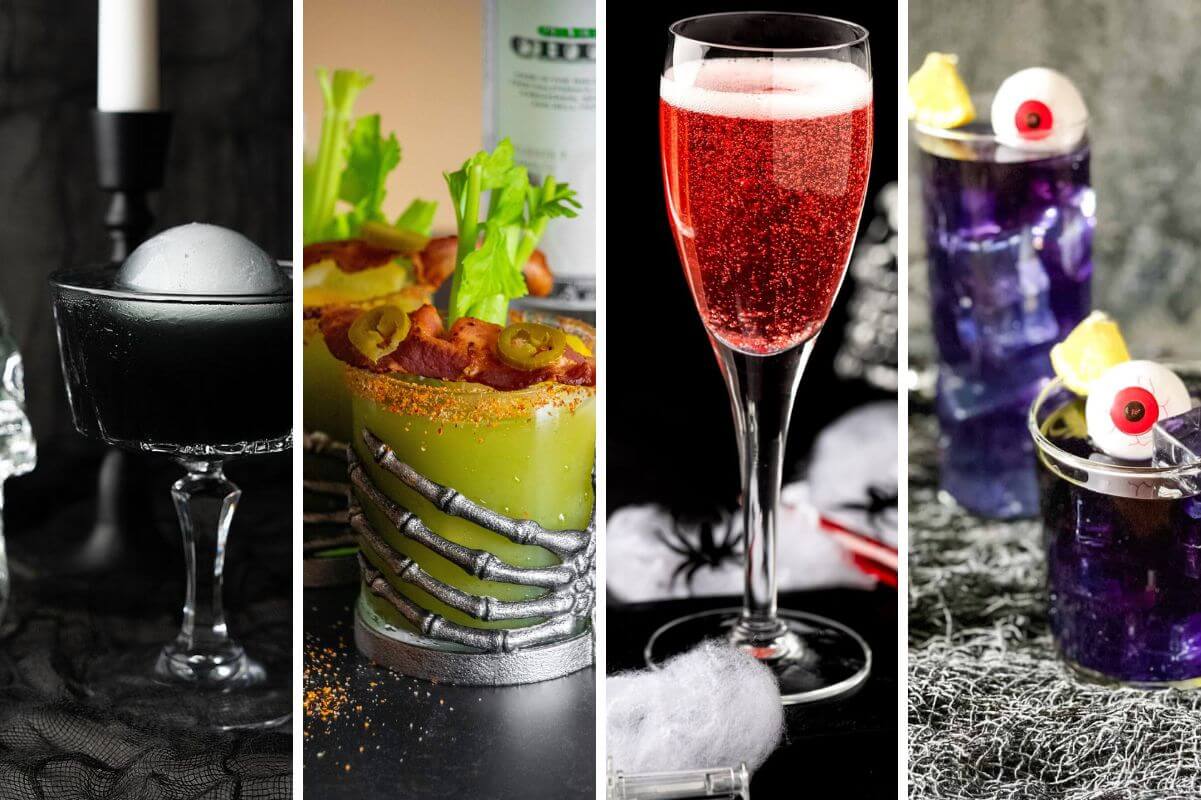 halloween cocktails collage.