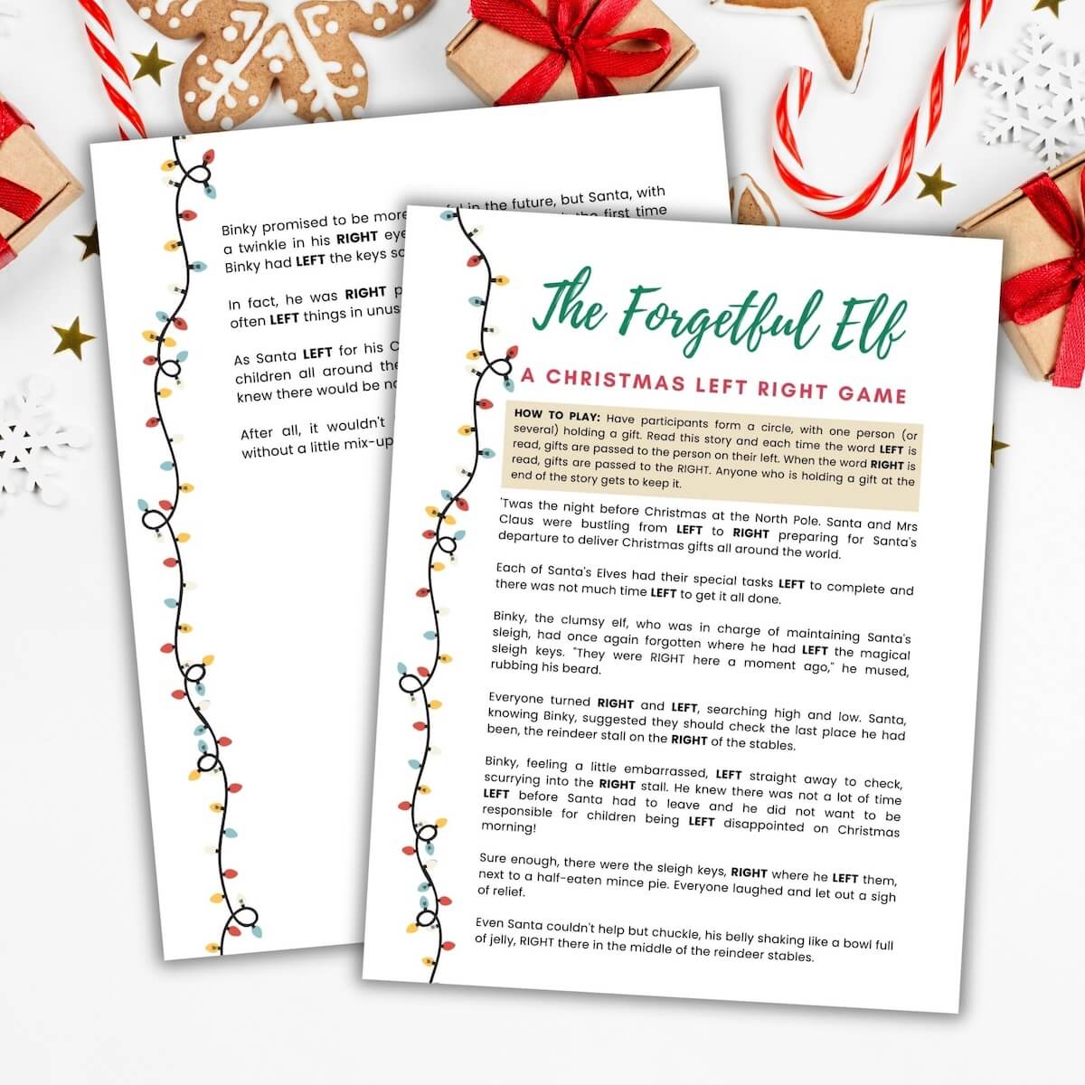 elf christmas left right game.