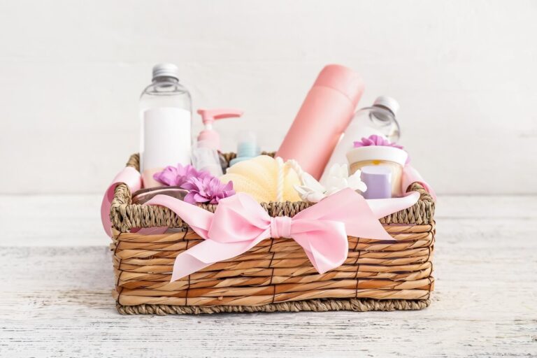 feminine self care basket.